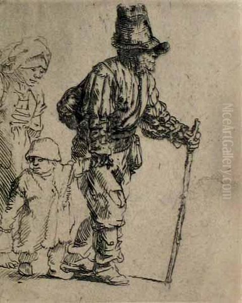 1 Etching And 1 Heliogravure Oil Painting by Rembrandt Van Rijn