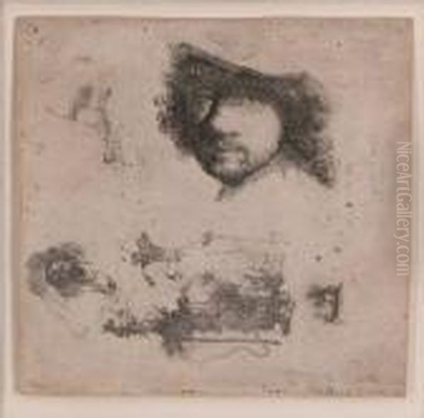 Sheet Of Studies Oil Painting by Rembrandt Van Rijn