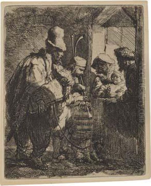 The Strolling Musicians Oil Painting by Rembrandt Van Rijn