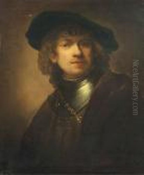 Self-portrait As A Young Man With A Black Beret Oil Painting by Rembrandt Van Rijn