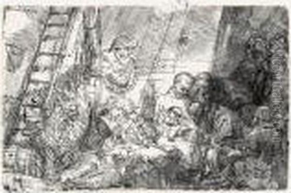 The Circumcision In The Stable (b., Holl.47; H.239; Bb.54-b) Oil Painting by Rembrandt Van Rijn