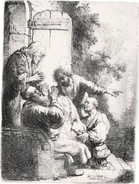 Joseph's Coat Brought To Jacob (b., Holl. 38; H.104; Bb.31-1) Oil Painting by Rembrandt Van Rijn