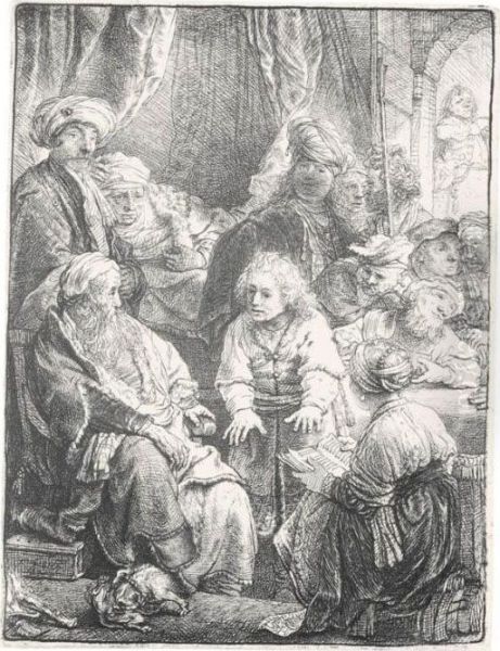 Joseph Telling His Dreams (b., Holl.37; H.160; Bb.38-e) Oil Painting by Rembrandt Van Rijn