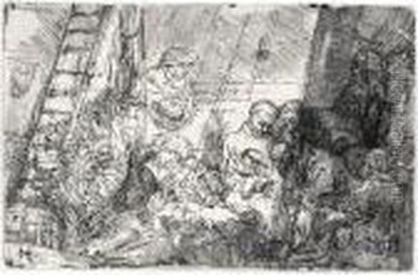 The Circumcision In The Stable (b., Holl.47; H.274; Bb.54-b) Oil Painting by Rembrandt Van Rijn