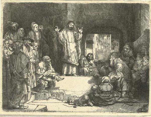 Christ Preaching Oil Painting by Rembrandt Van Rijn