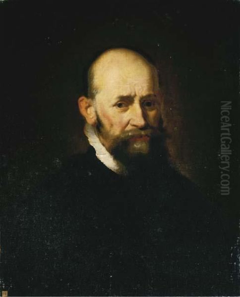 Portrait Of A Gentleman, Half-length, In A Black Costume Oil Painting by Rembrandt Van Rijn