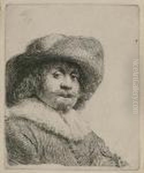 Man In A Broad Brimmed Hat Oil Painting by Rembrandt Van Rijn