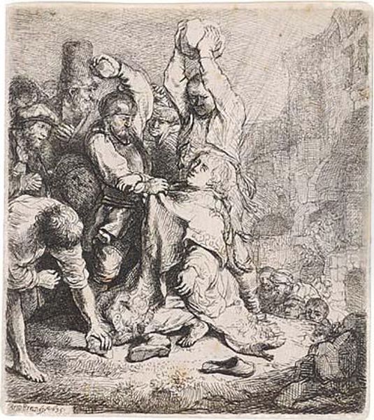 The Stoning Of St. Stephen Oil Painting by Rembrandt Van Rijn