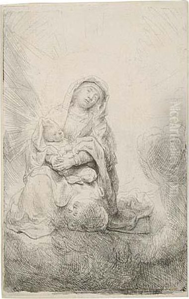 The Virgin And Child In The Clouds Oil Painting by Rembrandt Van Rijn