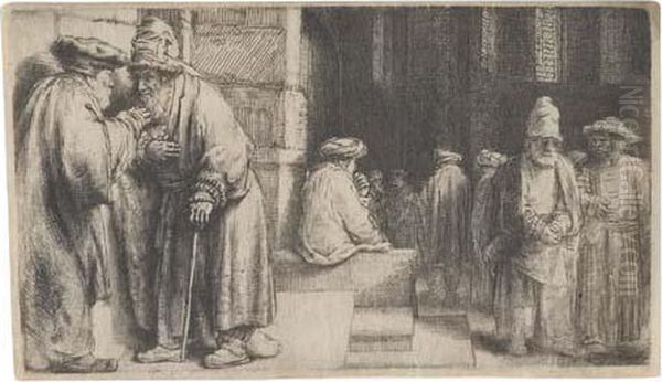 Jews In The Synagogue. Oil Painting by Rembrandt Van Rijn