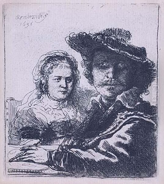 Self Portrait With Saskia Oil Painting by Rembrandt Van Rijn