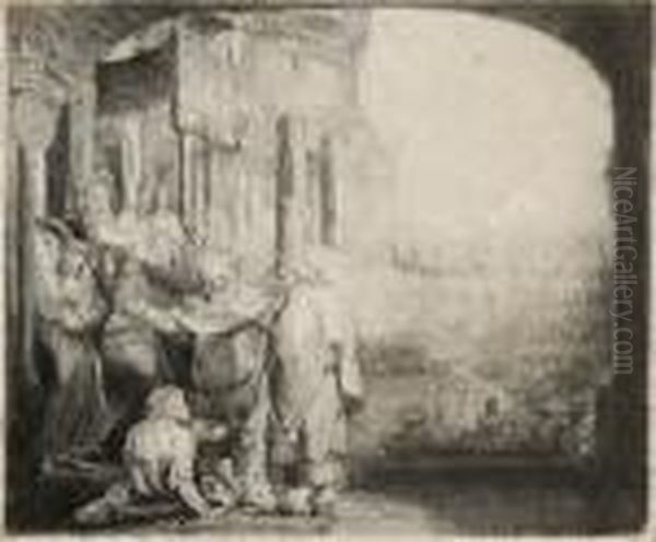 Petrus Und Johannes An Der Pforte
 Des Tempels. Oil Painting by Rembrandt Van Rijn