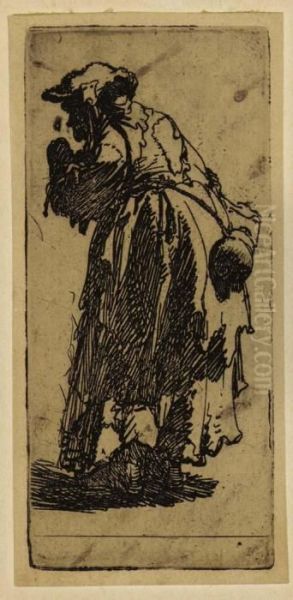 Old Beggar Woman With A Gourd Oil Painting by Rembrandt Van Rijn