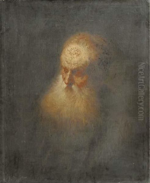 A Tronie: A Bearded Old Man Oil Painting by Rembrandt Van Rijn