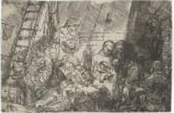 The Circumcision In The Stable (b., Holl.47; H.274; Bb.54-b) Oil Painting by Rembrandt Van Rijn