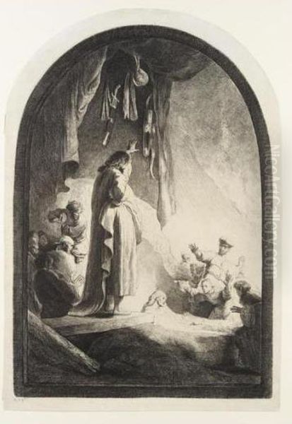 The Raising Of Lazarus: The Large Plate (b., Holl.74; H.96; Bb.32-4) Oil Painting by Rembrandt Van Rijn