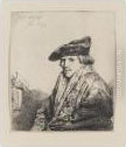 Young Man In Velvet Cap (b., Holl.268; H.151; Bb.37-c) Oil Painting by Rembrandt Van Rijn