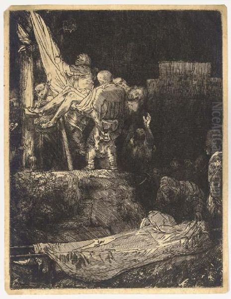 The Descent From The Cross By Torchlight Oil Painting by Rembrandt Van Rijn