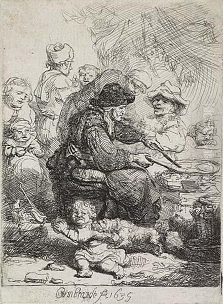 The Pancake Woman Oil Painting by Rembrandt Van Rijn