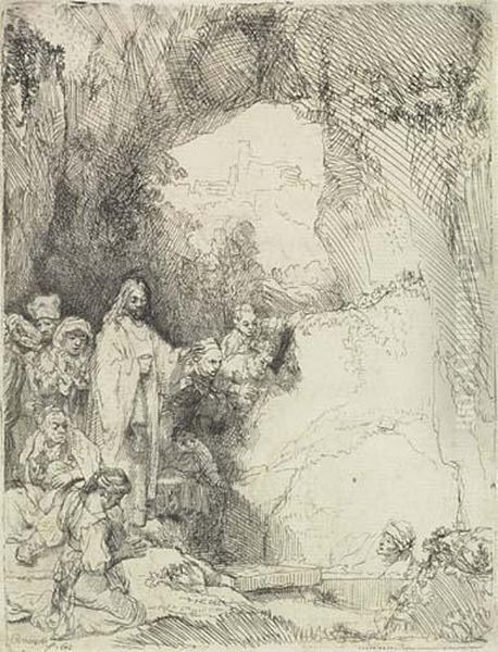 The Raising Of Lazarus: Small Plate Oil Painting by Rembrandt Van Rijn