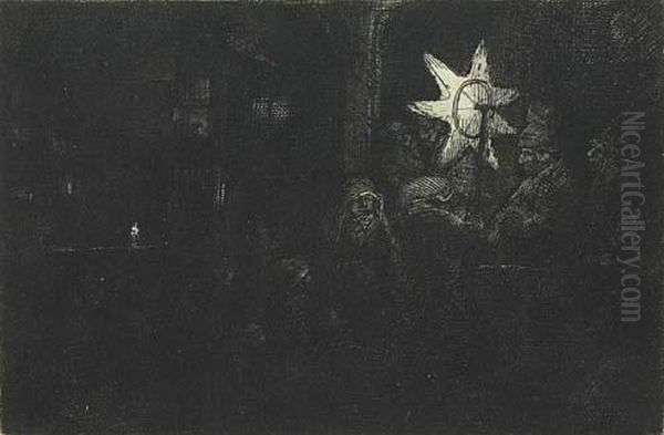 The Star Of Kings: A Night Piece. Oil Painting by Rembrandt Van Rijn