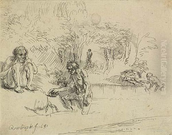 The Bathers Oil Painting by Rembrandt Van Rijn