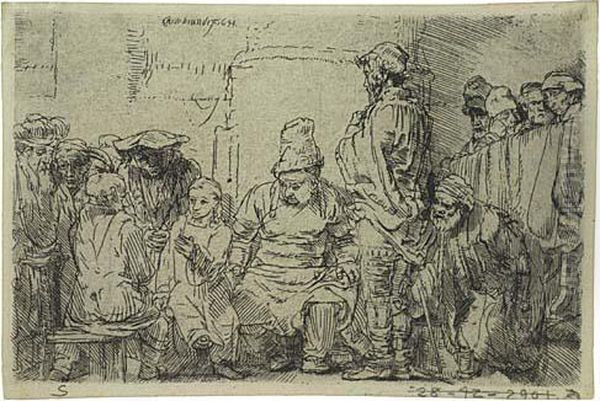 Christ Seated Disputing With The Doctors Oil Painting by Rembrandt Van Rijn