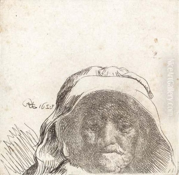 The Artist's Mother: Head Only Oil Painting by Rembrandt Van Rijn