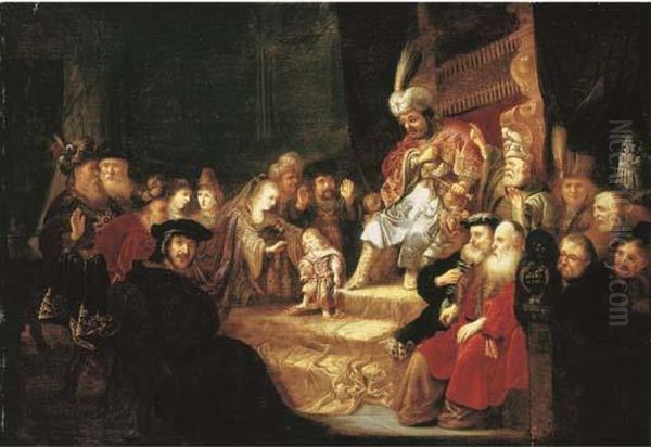 Moses Trampling On Pharaoh's Crown Oil Painting by Rembrandt Van Rijn