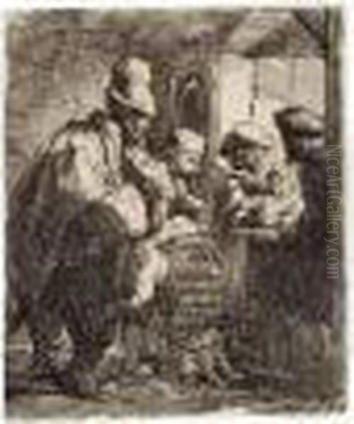 The Strolling Musicians (b., Holl.119; H.142; Bb.35-8) Oil Painting by Rembrandt Van Rijn