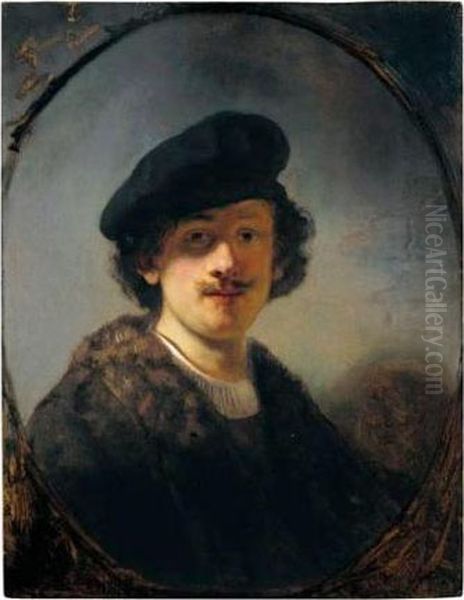 Self-portrait With Shaded Eyes Oil Painting by Rembrandt Van Rijn