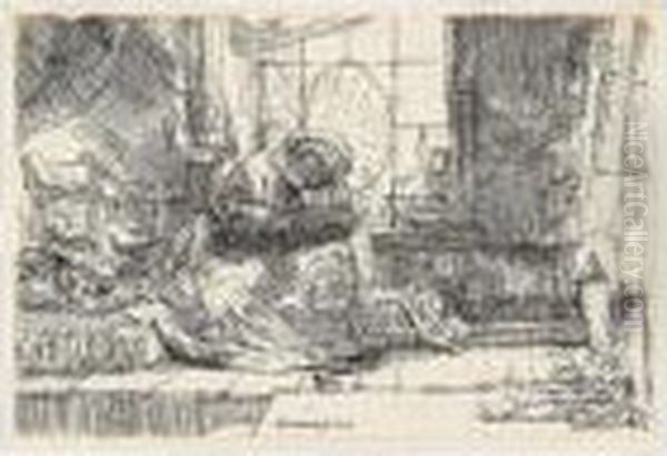 The Virgin With The Child And The Snake (b., Holl.63; H.275; Bb.54-c) Oil Painting by Rembrandt Van Rijn