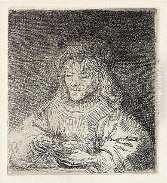 The Card Player (b., Holl.136; H.190; Bb.41-m) Oil Painting by Rembrandt Van Rijn