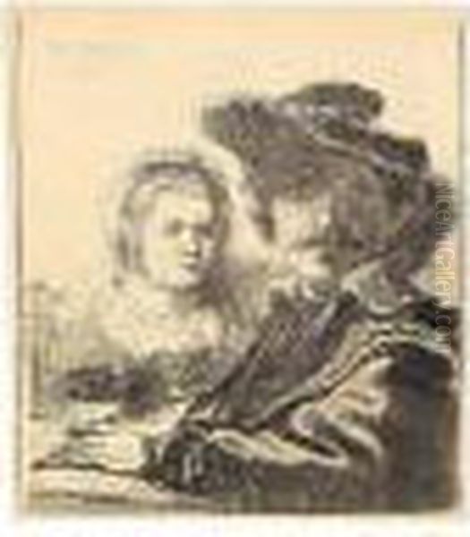 Self Portrait With Saskia (bartsch, Hollstein 19; Hind 19; Bjorklund & Barnard 36-a) Oil Painting by Rembrandt Van Rijn