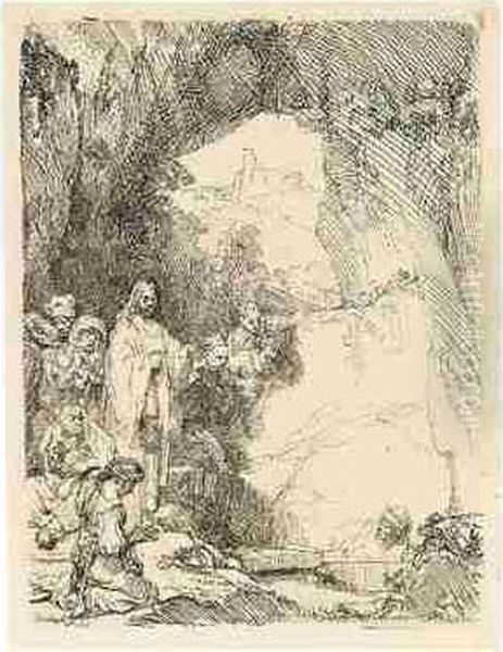 The Raising Of Lazarus (b., Holl.72; H.198; Bb.42-b) Oil Painting by Rembrandt Van Rijn