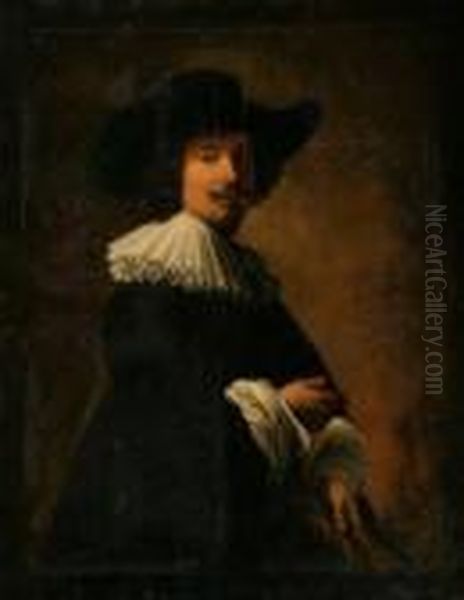 Portrait Of Man In Hat Oil Painting by Rembrandt Van Rijn