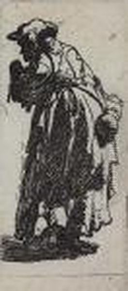 Old Beggar Woman With A Gourd Oil Painting by Rembrandt Van Rijn