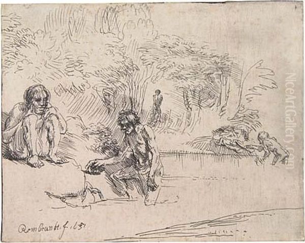 The Bathers Oil Painting by Rembrandt Van Rijn