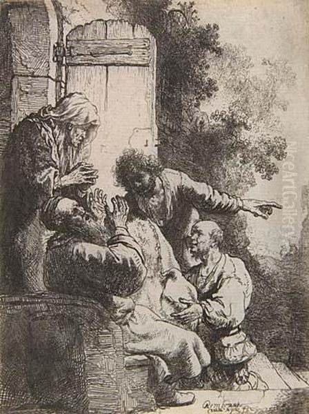 Joseph's Coat Brought To Jacob Oil Painting by Rembrandt Van Rijn