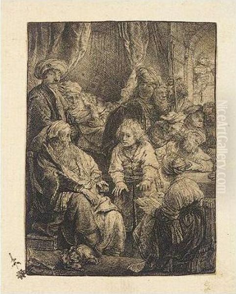 Joseph Telling His Dreams (b., Holl.37; H160; Bb.38-e) Oil Painting by Rembrandt Van Rijn