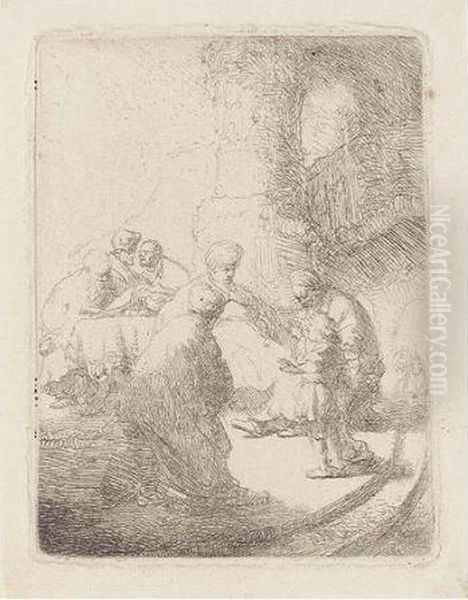 Christ Disputing With The Doctors: Small Plate (b., Holl.66; H.20; Bb.30-d) Oil Painting by Rembrandt Van Rijn