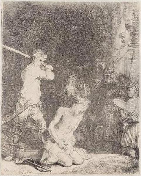 The Beheading Of St John The Baptist (b., Holl.92; H.171; Bb.40-b) Oil Painting by Rembrandt Van Rijn