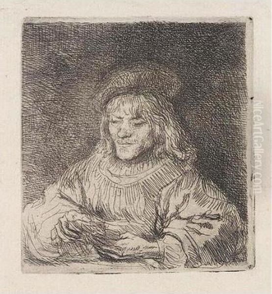 The Cardplayer (b., Holl.136; H.190; Bb.41-m) Oil Painting by Rembrandt Van Rijn