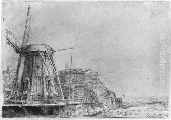 The Windmill (b., Holl. 233; H. 179; Bb.41-c) Oil Painting by Rembrandt Van Rijn