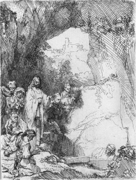 The Raising Of Lazarus: Small Plate (b., Holl. 72; H. 198; Bb. 42-b) Oil Painting by Rembrandt Van Rijn