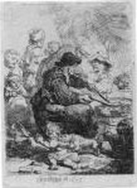 The Pancake Woman (b., Holl. 124; H. 141; Bb. 35-j) Oil Painting by Rembrandt Van Rijn