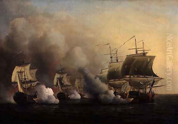 Action Off the Cape of Good Hope, March 9th, 1757 2 Oil Painting by Samuel Scott