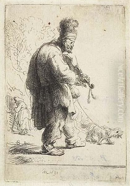 The Blind Fiddler Oil Painting by Rembrandt Van Rijn