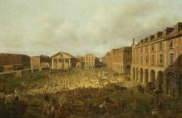 Covent Garden Market and Piazza, c.1749-58 Oil Painting by Samuel Scott