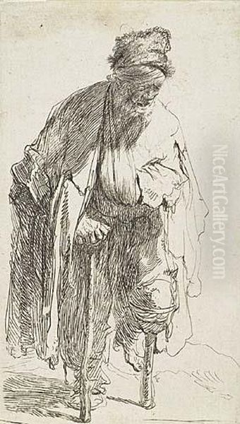 Old Man With A Flowing Beard: Bust Oil Painting by Rembrandt Van Rijn